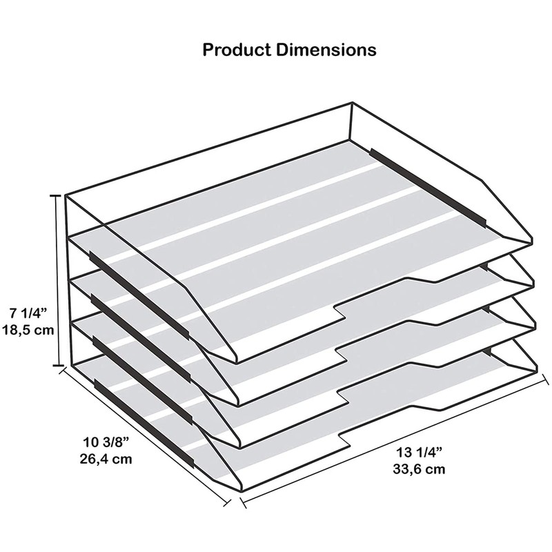 Acrimet 4 Tier Paper Organizer Letter Tray – Plastic Stackable
