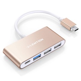 LENTION Hub USB C con USB3.0&USB2.0, 100W PD, Adaptador Tipo C a USB para 2016-2023 MacBook Pro, Nuevo Mac Air/Surface, Más (CB- C13, Oro)