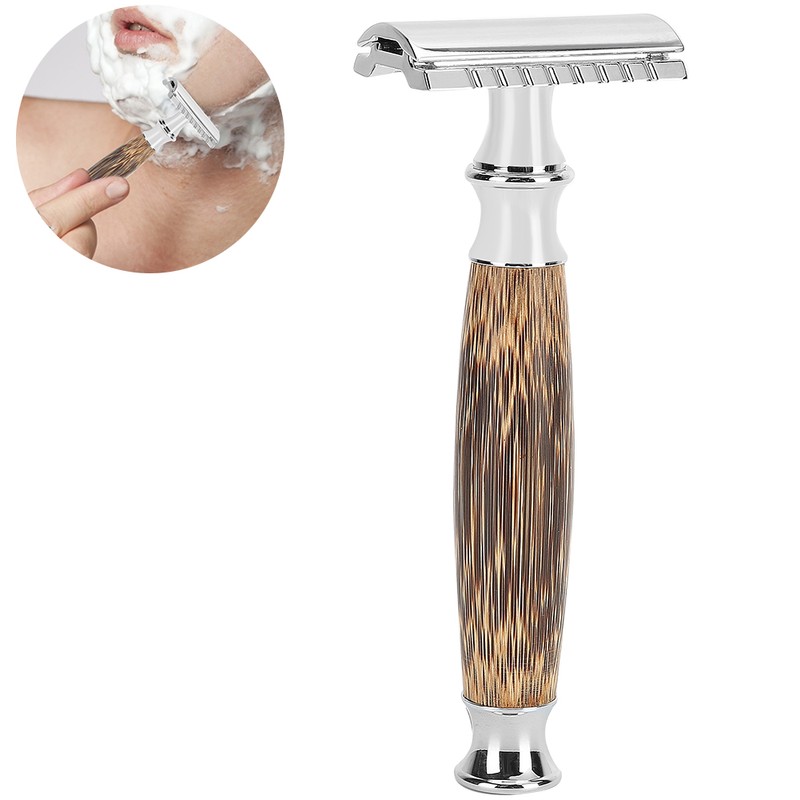 Professional Men Bamboo Handle Manual Shaver Portable Beard Body Hair