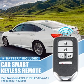 X AUTOHAUX 5 Button Car Keyless Entry Remote Control Replacement Key Fob Proximity Smart Fob KR5V2X for Honda Civic 433MHz 47 Chip