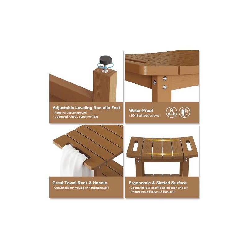 HIPS Shower Benches for Inside Shower, Shower Stool with Space-Efficient