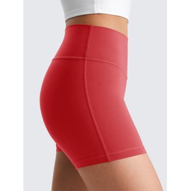 Haloumoning Girls Athletic Shorts Kids High Waisted Yoga Dance Biker Shorts Comfy Gymnastics Shorts 5-14Y Red