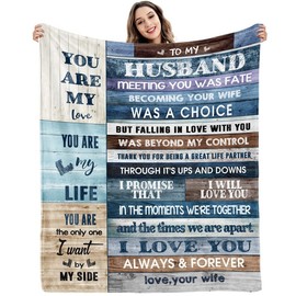 Gifts for Husband from Wife to My Husband Blanket Wedding Anniversary Romantic Gifts for Husband Birthday Christmas Valentine's Father’s Day Healing Thoughts Blanket Presents for Him 60" x 50"