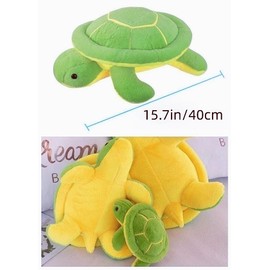 Xshelley 40 cm Green Turtle Plush Toys Pillow Soft Stuffed Sea Turtle Throw Pillow Cute Rabbit fur plush Animal Dolls for Kids Toys Gift