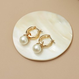 Pearl Earrings for Women dangling 14K Gold Pearl Drop Earrings Stud 5A Diamond Dangle Fashion Elegent Jewelry