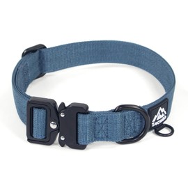Tacwild Heavy Duty Dog Collars for Medium and Large Dogs - Adjustable, Chew Proof Nylon Collar with Metal Quick Release Buckle and D-Ring for Dog Tags (Haze Blue, XL)