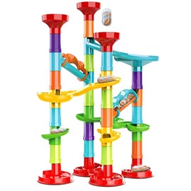 50Pcs Marble Run Set Building Blocks with 30 Glass Marbles for Kids Girls Boys Toys Stem Maze Educational Race Game Birthday Gifts (SmallB)