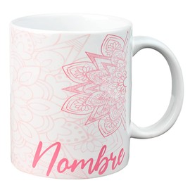 Taza para café Mandalas Personalizada con tu nombre, Taza para té Mandalas Rosa Personalizada con tu nombre 325ml (11oz)