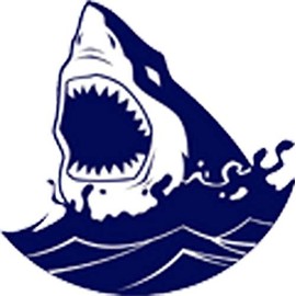 Cool Great White Shark Bite Ocean Scene Cartoon Vinyl Sticker