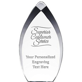 8.25" Tear Drop Superior Customer Service Acrylic Award - Presentation Trophy for Recognition, Includes Free Personalization