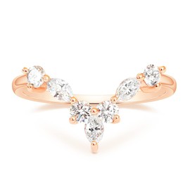 Titaniumcentral Women's Engagement Ring V-Shape Curved Narrow Marquise and Round Cubic Zirconia Wedding Rings Promise Ring, Non-precious metal, Cubic Zirconia