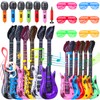 GSrenyu 25 Pcs Inflatable Guitar,Inflatable Microphone,Inflatable Instruments Set with Sunglasses