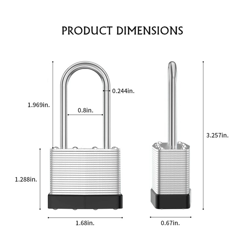CINCINNO Laminated Steel Padlock with Key，6 Pack Keyed Alike Padlocks