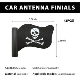 FSTURIOS 2 PCS Pirate Flag Car Antenna Topper, Skull Crossbones Creepy Automotive Antenna Decoration, Cool Pirate Flag Skeleton Auto Aearial Ball for Car Truck SUV Antennas