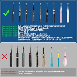 teeteck- 10 cabezales de cepillo de dientes compatibles con Fairywill D7/D8/FW507/508, 551/917/959/D1/D3 (Negro)