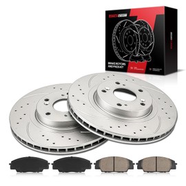 Front Brake Kit, Drilled and Slotted Brake Rotors Ceramic Brake Pads for 2006-2011 Honda Civic MUGEN Si/Si, 2002-2006 Acura RSX Type-S,31347 D829