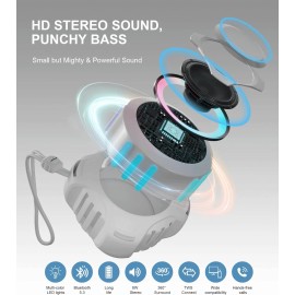 Universal IPX7 Waterproof Bluetooth Shower Speaker with RGB Lights