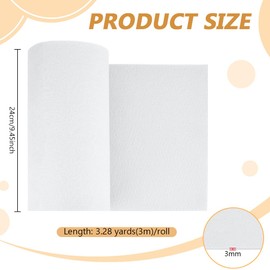 BENECREAT 118x9.45Inch Whit-Gray Felt Roll, Non Woven Felt Fabric Craft Felt Fabric for Patchwork Sewing Deocoration Craft DIY, 3mm Thick