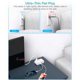 Flat Plug Power Strip 6 Ft, HANYCONY Ultra Thin Flat Extension Cord, 3 Outlets 3 USB Ports(2 USB C) Multi Plug Outlet Extender with No Surge Protector for Cruise Ship, Travel, Dorm Room Essentials