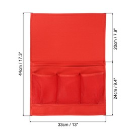 PATIKIL 2pcs Bedside Caddy, Bed Caddy Bedside Organizer Bed Hanging Caddy 4 Pockets Bed Pockets Bedside Storage Hanging Storage Bag for Remote Control Bedroom Phones Glasses, Red