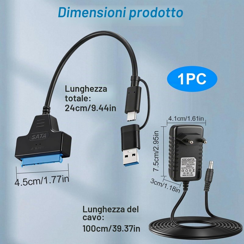 Eddrfy Adattatore SATA USB per SSD/HDD da 2,5 e 3,5
