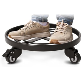 AMAGABELI GARDEN & HOME 16" Metal Plant Caddy Heavy Duty Rolling Plant Stand with Wheels Iron Potted Round Flower Pot Rack on Roller Dolly Holder Mover Indoor Outdoor Planter Trolley Casters Brakes