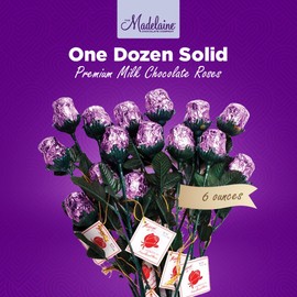 Lavender Chocolate Roses - Beautiful Gift for Mom, Wife, Girlfriend - Individually Wrapped Gourmet Chocolate Flowers - Unique Candy Bouquet for Women & Loved Ones - 12 Pack