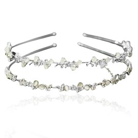 Bridal Hair Tiara Set - Fairy and Medieval Headpiece in Silver for Girls, Ideal as Bridal or Communion Confirmation Hair Accessories, Includes 2 Crowns