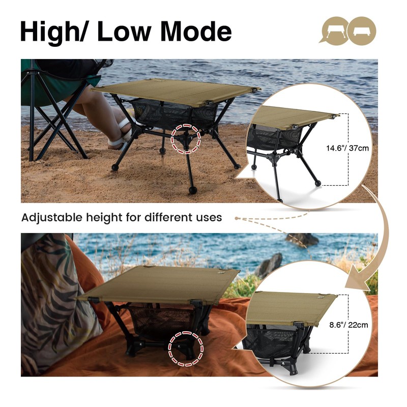 OneTigris Dipper Camping Table, Lightweight Portable Folding Table with Mesh
