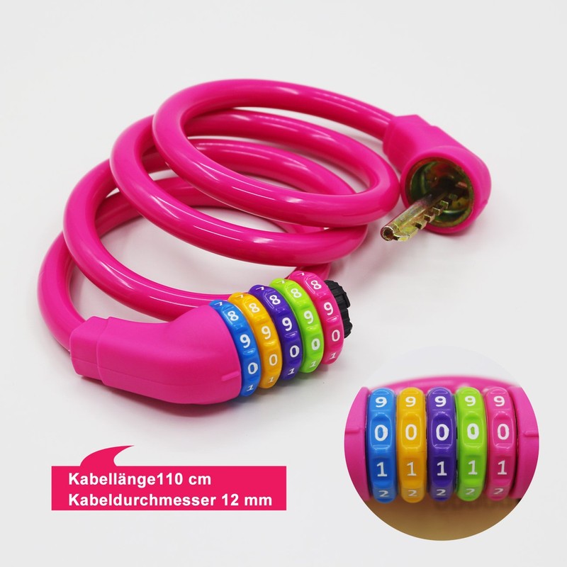 GOLDPOOL Kids Bicycle Cable Lock Colorful High Security 5 Digit