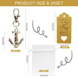 Silver Anchor Keychain - Nautical Wedding Favors for Guests, Durable Zinc Alloy with Elegant Sachet Bag, Ocean Themed Bridal Shower Gifts Souvenirs (20-Pack)