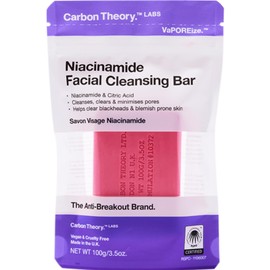 Carbon Theory Niacinamide Face Wash Bar - Pore Cleanser & Blackhead Remover - Facial Cleansing Bar with Citric Acid - Vegan Face Wash for Acne Prone Skin & Blemish Prone Skin - VaPOREize, 80g