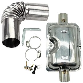 Stainless Steel Exhaust Muffler and Elbow Connector Kit for Diesel Heaters – Includes 24mm/25mm Silencer, Gas Vent Hose, and Clamps for Parking Air Diesel Heater Systems