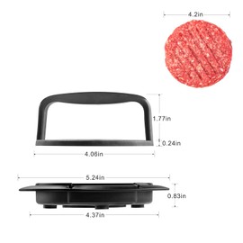 HiempTru Burger Press Patty Maker, Round Non-Stick Stuffed Hamburger Press Accessories Smashed Hamburger Press Patty Burger Meat Sausage Beef Maker Mold Kitchen Gadgets for Grilling (1 Pack, Black)
