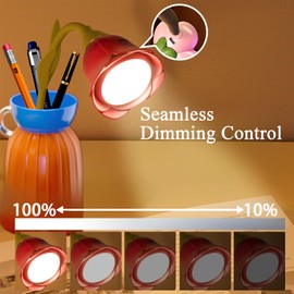 Osuke Flowers Book Light for Reading in Bed,Rechargeable Reading Light with Vase Storage,Portable Bendable Neck Light,3 Color Temperatures & Stepless Dimming Brightness for Studying,Book Lovers Gifts