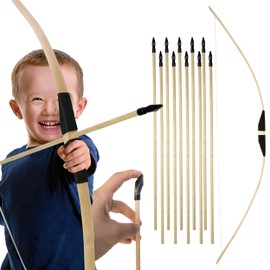 Ora-Tec Bamboo Archery Set: 1 x 1 m Long Bamboo Bow and 13 x 53 cm Long Rubber Tip Arrows for Children from 6 Years - Suitable for Right and Left-Handed Users