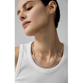 Aleasha 2 Pieces Silver Plated Snake Chain Bracelet Set Women Stainless Steel Herringbone Necklace Jewelry Gift