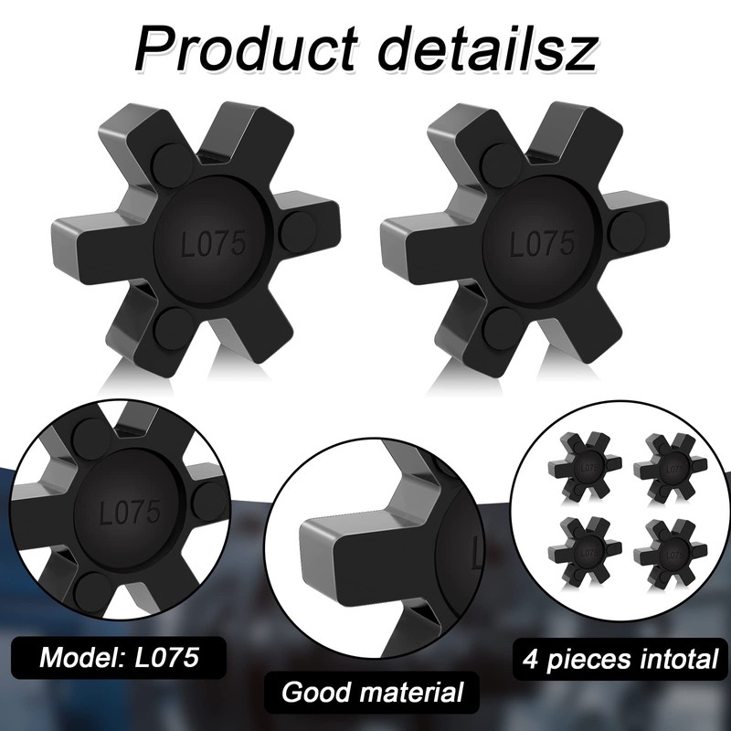L075 Flexible NBR Rubber Spider Center Insert, 4 Pack Solid