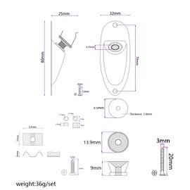 RuiJOTWAT Electric Guitar String Retainer Tree,Strap Button and Boat Output Input Jack Plate Sockets for Guitar Replacement Parts,with Mounting Screws Gold