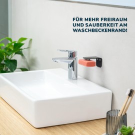 bremermann PUREZZA Magnetic Soap Holder - Free Hanging Soap with Magnet - Glue or Drilling (Black)