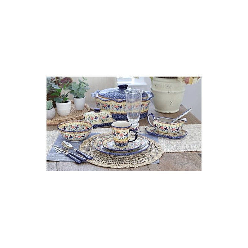 Blue Rose Polish Pottery Blue Butterfly 4 Piece Mug Set