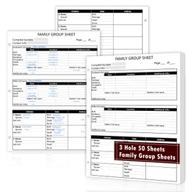 50 Sheets 3 Hole 12th Generation Family Group Sheets 8.5×11 inch Blank Genealogy Forms Two-Sided Family Tree Charts Genealogy Worksheets Family Tree Diagrams for Research Ancestry History