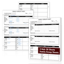 50 Sheets 3 Hole 12th Generation Family Group Sheets 8.5×11 inch Blank Genealogy Forms Two-Sided Family Tree Charts Genealogy Worksheets Family Tree Diagrams for Research Ancestry History