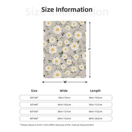 Abucaky White Daisies Flower Fleece Throw Blanket Ultra Soft Cozy Decorative Flannel Blanket for Home Bed Couch Chair Travel 40x30in