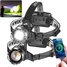 Aikertec Rechargeable Headlamp 2 PCS, 1000 Lumens Bright Headlamp Flashlight with Motion Sensor, 8 Modes, 90°Adjustable, Zoom, Waterproof Head Lamp for Camping, Running, Climbing