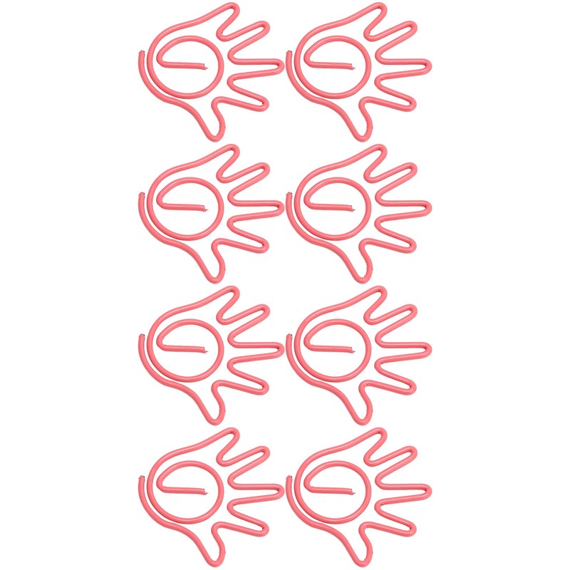 100Pcs Paper Clip Metal Hand Shaped Design Rustproof Paperclip Decoration