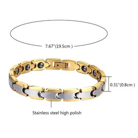 OIDEA Tungsten Gold Silver Two Tone Link Bracelet for Men 7.6 Inch