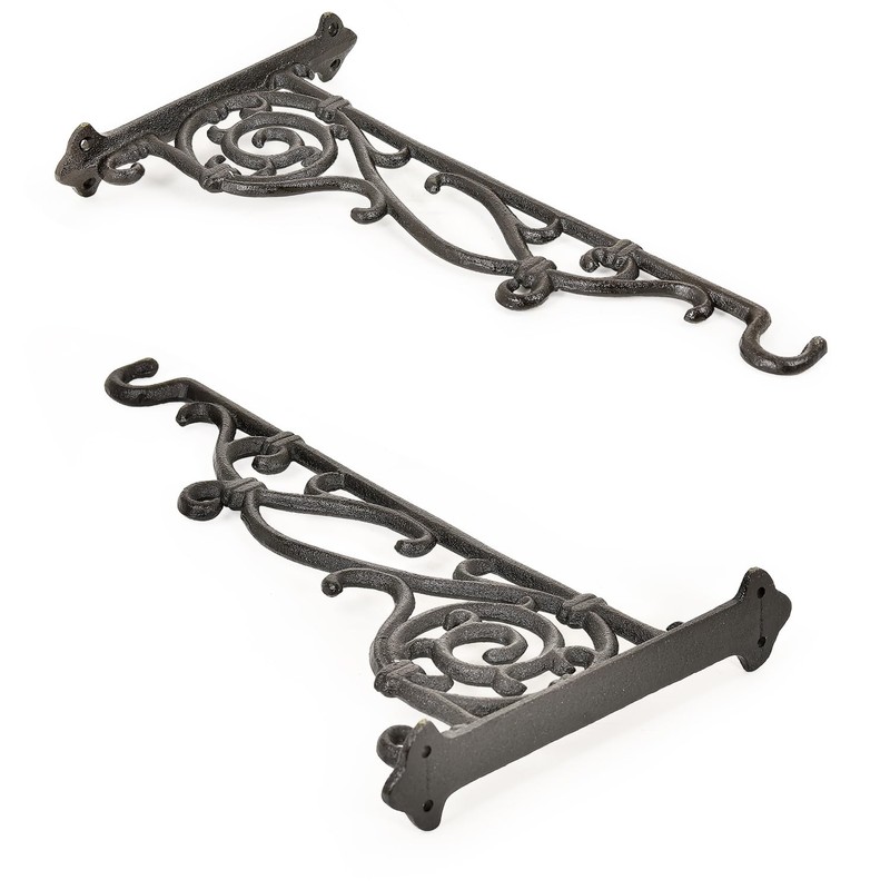 Sungmor Cast Iron Hanging Plant Bracket, 16.5" Large Outdoor Wall