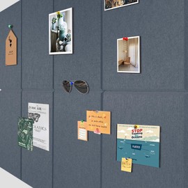 JIUZH Cork Board for Office - 48" x 36", 12 Pack with Recycle Odor-Free Materials, Sound Abosoption of Cork Boards for Walls, Cork Board Tiles with 48 Pieces of Safety Removable Adhesive Tabs(Grey)