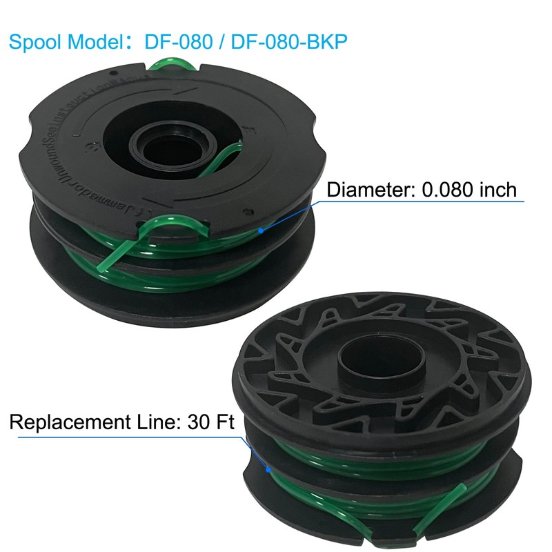 GH1000 Replacement Spool DF-080 String Trimmer Line for Black and